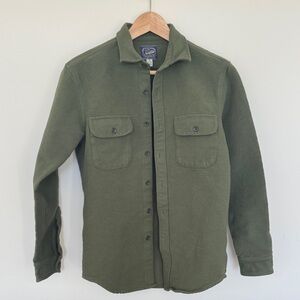 J. Crew Olive Green Men's Button-Up Fleece Shirt Jacket